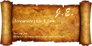 Jovanovits Elek névjegykártya
