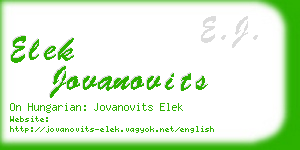 elek jovanovits business card